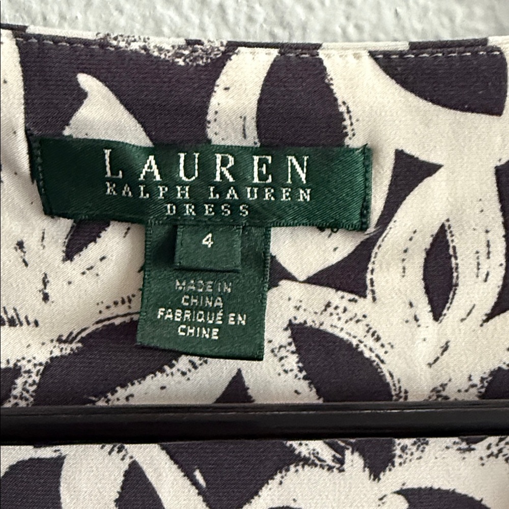 Lauren Ralph Lauren Black & White Ruched Wrap Dress Size 4 - Picture 8 of 8